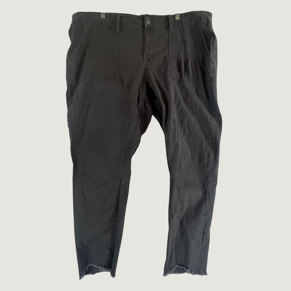Royalty for Me Collection Gray Utility Pants Raw Hem Frayed Slim Ankle Trousers